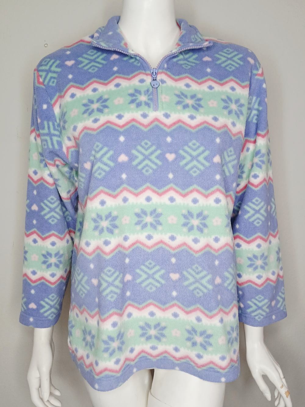 Jennifer Moore Lavender Half-Zip Fleece Pullover with Mint & Pink Accents